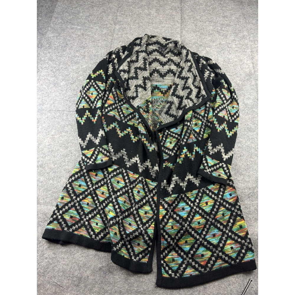 Signature 1 Studio Women's‎ Plus 1X Multicolor Aztec Southwestern Cardigan SEE